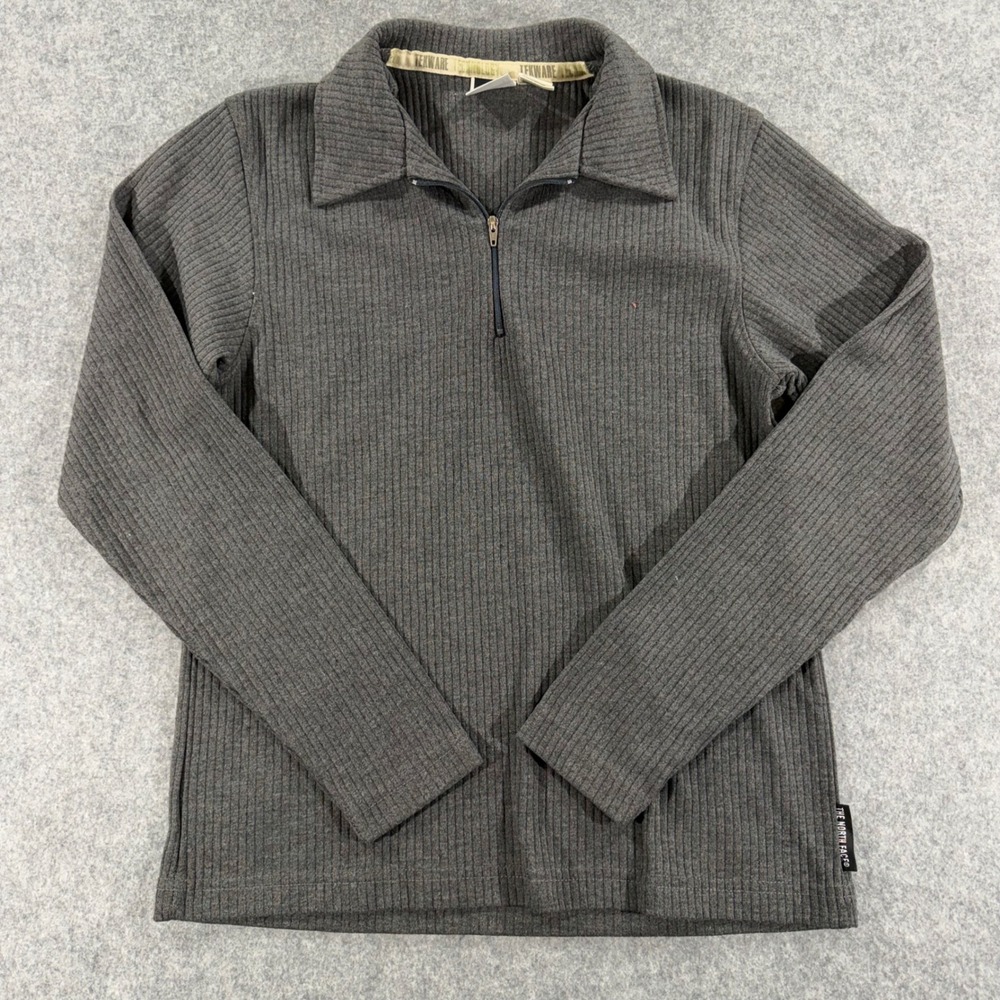 The North Face Tekware Womens Small Gray Ribbed Quarter Zip Pullover Sweater